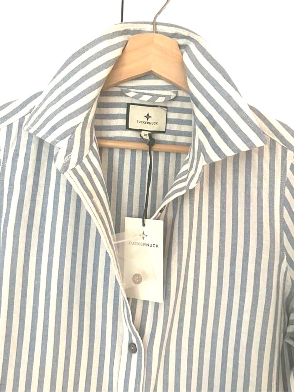 ๐ NWT Tuckernuck Striped Blue and White Caldwell Shirt Dress with Tie Waist - Picture 4 of 8